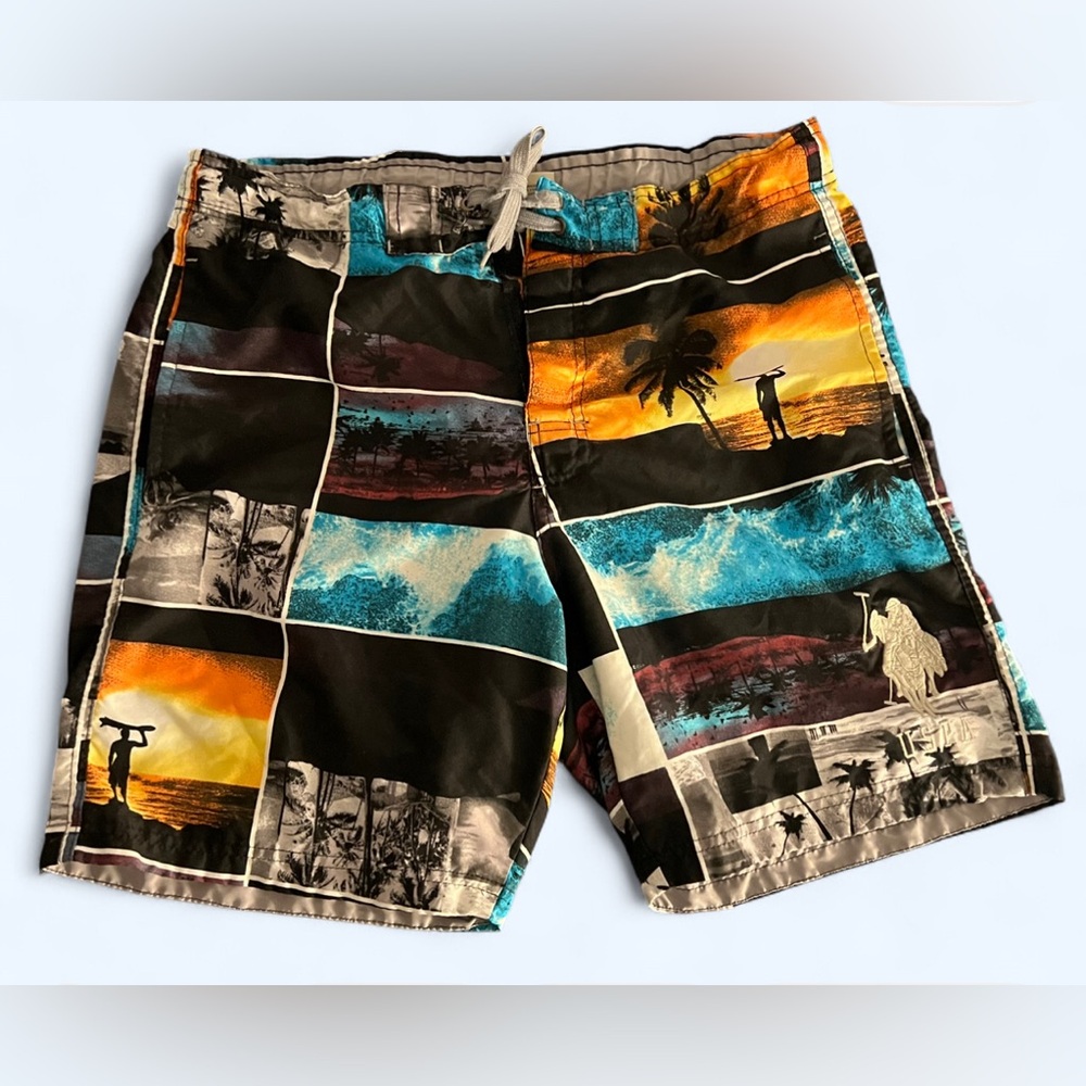 U.S. Polo Assn. Black and Blue Surf Print Board Shorts